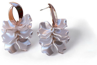 WIDE ARRAY White Rose Petal Dangle Earrings Acrylic Hoop Flowers Drop Tassel Earring 1 Pair Metal Drops & Danglers