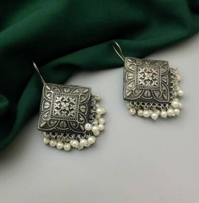 fusion vogue Oxidised Silver-look like/ Replica Earrings for women/girls Brass Drops & Danglers
