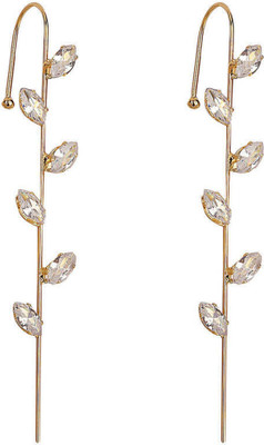 Vembley Trendy Pack Of 2 Gold Plated Zircon Studded Leaf Ear Cuff Alloy Cuff Earring