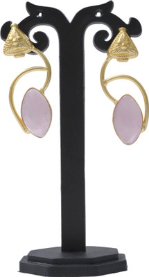 JHUMKARANI 18k Gold Plated Designer Studs with Monalisa Stone Brass Jhumki Earring