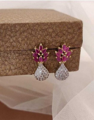 NENS JWL Crystal Cute Korean earrings Pair Cubic Zirconia Metal Drops & Danglers Diamond Brass Earring Set