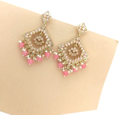 BUY FOR CHANGE LLP Designer Floral Gold Plated Kundan Stud Earrings For Women And Girls Alloy Clip-on Earring