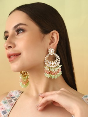 Priyaasi Kundan Chanbalis with Beads Brass Chandbali Earring