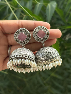 SRN Enterprises EARRING785 Morganite Brass Jhumki Earring