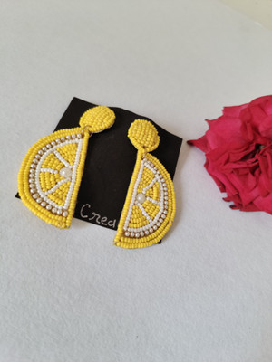 The Sej Creation halflemon12 Beads, Pearl Fabric Stud Earring