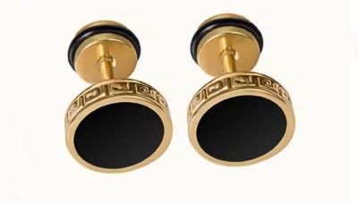 Maatrachaaya Piyush Enterprises Stylish Gold Plated Black Onyx Studs Onyx Brass Stud Earring