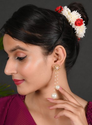 Tanusha Jewels TRADITIONAL DROP EARINGS FOR GIRLS & WOMENS Pearl, Zircon Brass Drops & Danglers