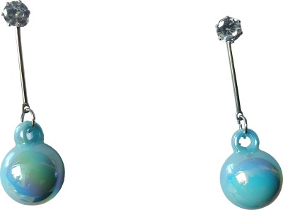 FLIKKER Stylish Metal Hoop Korean Earrings for Women & Girls (Blue, Pack of: 1) Pearl Metal Hoop Earring