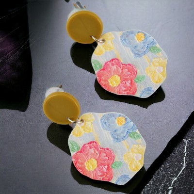 Lucky Jewellery Designer Floral Design Dangle Multi Color Dangle Earring For Girls & Women Plastic Tassel Earring