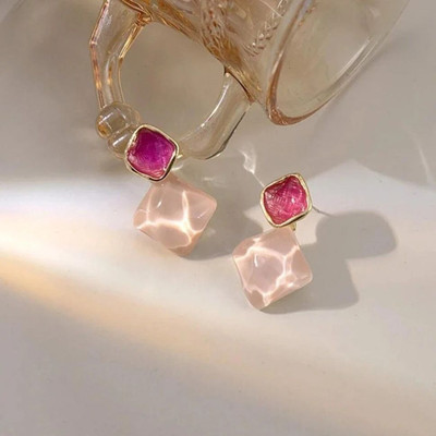 ADORNITY Stylish Glossy Geometric Stone Drop Earrings For Women Girls Western Jewellery Crystal Alloy Drops & Danglers