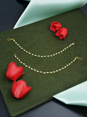 lucylove 1 layered kaan chain earchain white perl Mother of Pearl Brass Ear Thread