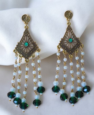 devanya crafts oxidized golden earrings Crystal Alloy, Acrylic Earring Set, Tunnel Earring