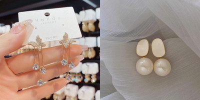 Celestria Korean Style Stone Decor Butterfly Shaped Earrings Alloy Rhinestone Studs, Drops & Danglers, Stud Earring