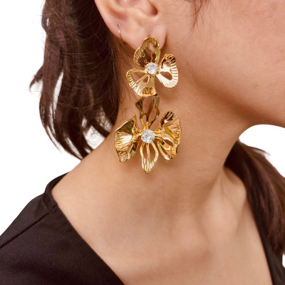 Muskan Enterprises Glamorous Flower Statement Earring Stainless Steel Drops & Danglers, Earring Set, Hoop Earring
