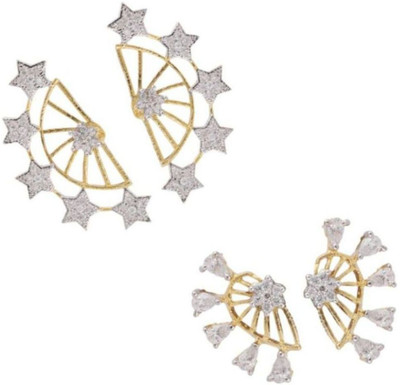 Styylo Jewels Set of 2 American Diamond 2 Size Earcuf Changeable to studs Cubic Zirconia Alloy Cuff Earring