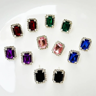 NRG Diamond Jewellery Multi-Color Interchangeable Triangular Shaped Earrings Metal Earring Set