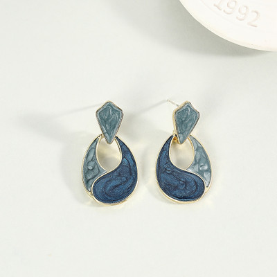 Aylana Grey Blue Enamel Drop N Dangler Korean Earrings Alloy, Enamel Drops & Danglers