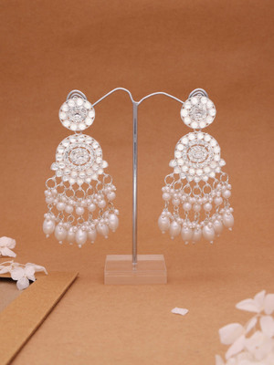 Vedda Silver Plated Earring for Women & Girls Diamond Brass Drops & Danglers
