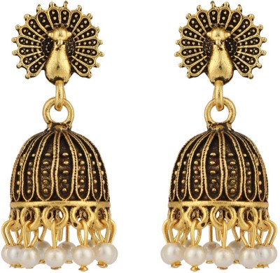 Styylo Jewels Traditional Antique Peacock Gold plated Party Wear Alloy Jhumka_SJ Pearl Alloy Jhumki Earring