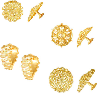 VIGHNAHARTA Golden Alloy Stud Earrings Combo Set(Sales Package-4 Pair Earrings ) Alloy Clip-on Earring, Stud Earring