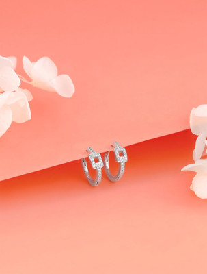 GIVA 925 Silver Sparkling Loop Hoop Earrings for Women Zircon Sterling Silver Hoop Earring