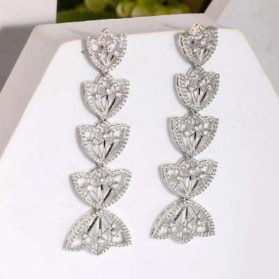 Voylla Sparkling Elegance Gleaming Petals American Diamond Dangler Earrings Cubic Zirconia Brass Drops & Danglers