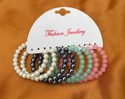 SIYA JEWELL Hoop earrings pack of 4 colour-BLACK-WHITE-AQUA-PINK Crystal, Beads Alloy Hoop Earring