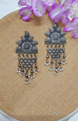 Prakriti Collection Black big Alloy Jhumki earrings German Silver Jhumki Earring