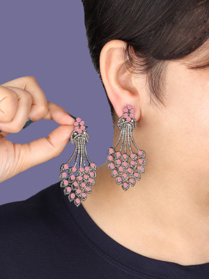 Arti creations Party Wear Korean Black Plated Pearl & Stone Beaded Earring set Cubic Zirconia Alloy, Stone Drops & Danglers