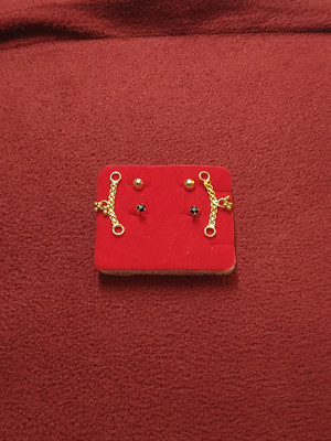 Satyasri-SFJ impon combo side stud with free side mattal Metal Stud Earring