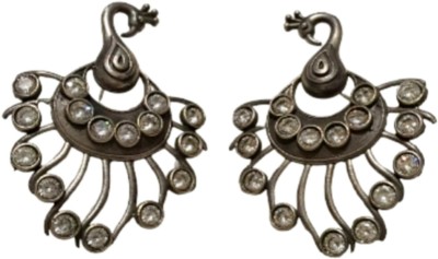 glmvla Glamvila Antique Finish Peacock Earrings German Silver Earring Set