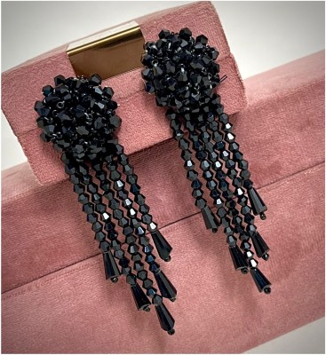 TANLOOMS Chain Crystal-Black, Stylish Design Fashion Earring For Girls & Women Alloy Drops & Danglers