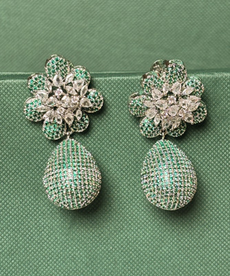 basiraat rhodium plated AAA+ Cubic Zirconia Earrings for all occations White Zircon, Cubic Zirconia, Zircon Brass Earring Set basiraat rhodium plated AAA+ Cubic Zirconia Earrings for all occations White Zircon, Cubic Zirconia, Zircon Brass Earring Set