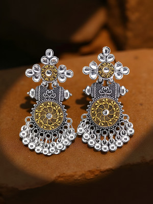 Ramkumarie Jewels Traditional Oxidized Silver Gold Plated Jhumka Earrings for Women & Girls Beads Alloy Jhumki Earring