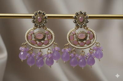 Shivanya Vogue Ethnic Gold Plated Kundan & Pearl Traditional Jhumki Earrings for Women Metal, Alloy Drops & Danglers, Jhumki Earring