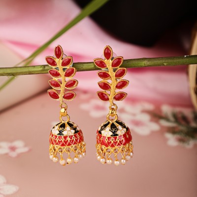 Shining Diva Latest Stylish Traditional Gold Plated Jhumki Earrings Pearl Alloy Jhumki Earring