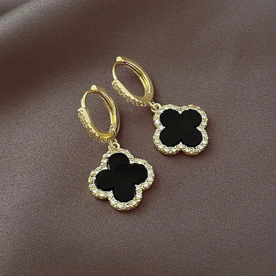 Lady Raiment Black Huggie With Diamonds Earring Crystal Alloy Stud Earring