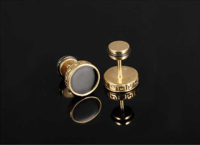 MEHAK CREATION Black Stainless Steel Stud Earring Brass Stud Earring