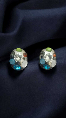 MYSTERIOUSMART Handcrafted Crystal Stud Earrings – Elegant & Colorful Gemstone Accents Crystal Brass, Crystal Stud Earring