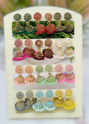 MAYTAG New Fancy Small Earrings For Girls And Women Pack Of 12 Pair Alloy, Brass Jhumki Earring, Stud Earring, Earring Set