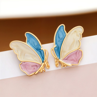 RAPPERSSHOP Pastel Butterfly Enamel Stud Earrings for Women Alloy, Enamel Stud Earring, Earring Set