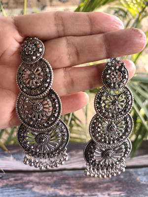 TRANSPIRE Oxidised Long Drop Down Design Earrings Alloy Earring Set, Drops & Danglers