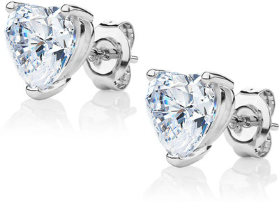 RAGABANDHA DESIGN STUDIO Silver Plated 6MM Heart Stud Earrings for Women Zircon Brass Stud Earring