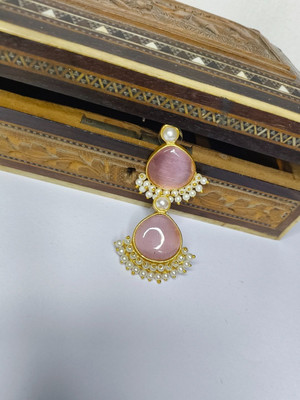 MK Gallery Monalisa Tone pink & Gold Drop Earrings Brass Earring Set