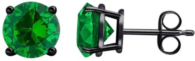 tusakha 0.20 Ctw Round Cut 14K Black Gold Over Emerald Sterling Silver Stud Earring