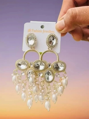 Sangria Pack of 1 Gold Drop & Danglers Earring for Women & Girls Diamond Brass Drops & Danglers