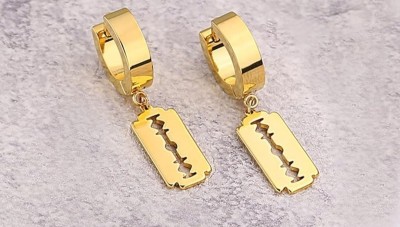 house of common Stylish Gold Plated Blade Earrings Brass Huggie Earring