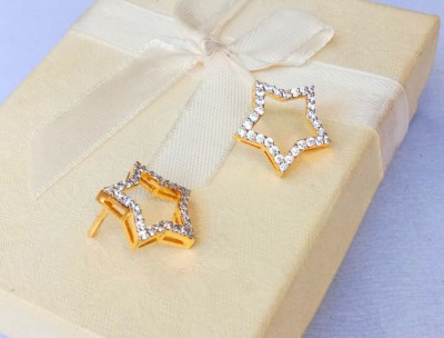 Rekara Sterling Silver Starry 925 Earring Gold Plated For Women And Women And Girls Zircon Sterling Silver Stud Earring