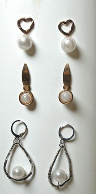 Leafloft Minimalist Trendy Pearl Drop & Stud Earrings Combo For Daily Wear, Party Alloy Drops & Danglers, Stud Earring