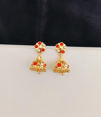 KAKOSHI IMITATION WOMEN JHUMKHAS Diamond, Ruby Brass Jhumki Earring